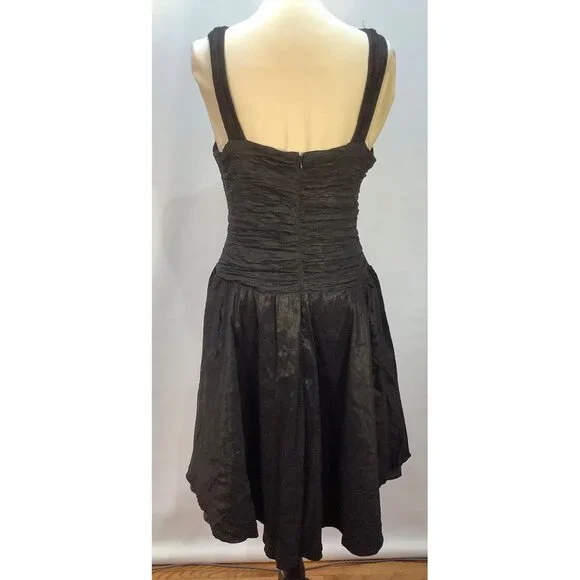 VTG Black Dress Size 16 Sweetheart Neckline Whimsy Goth Fairy Ballet Core - Picture 2 of 7